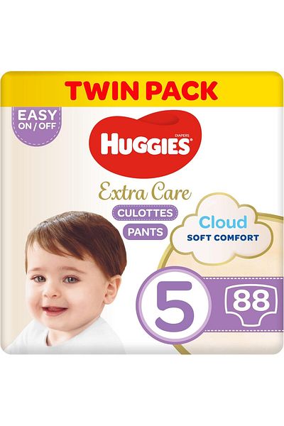 Huggies Extra Care Culottes, Size 5, 12-17 kg, Twin Jumbo Pack, 88 Diaper Pants