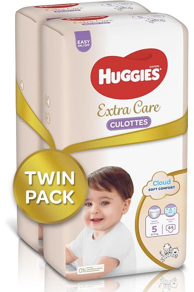 Huggies Extra Care Culottes, Size 5, 12-17 kg, Twin Jumbo Pack, 88 Diaper Pants