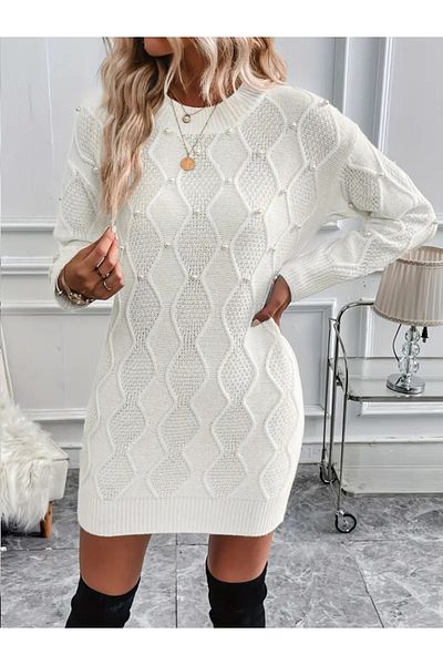 Moka Shopin Rochie de tricotaj cu mânecă lungă pentru femei MokaShopin