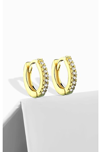 jelux silver Gümüş 925 Ayar 1 2 Mm Zirkon Taşlı Halka Gold Küpe