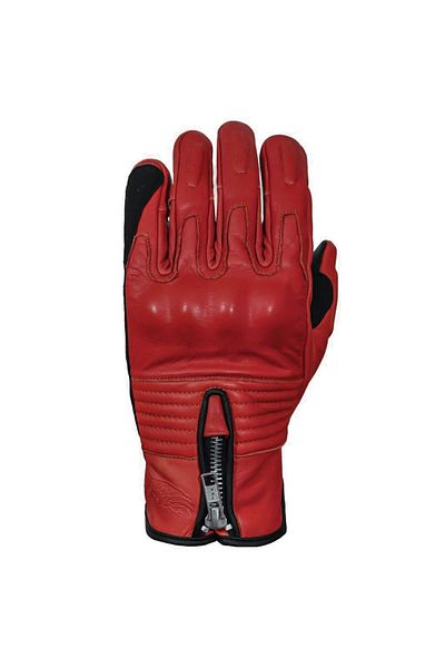 The Biker Jeans Retro Red Protected Motorcycle Leather Gloves
