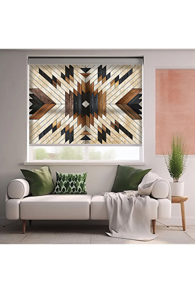 Bright Cover Modern Damask Baskılı Stor Perde - Güneşlik - Salon, Mutfak, Yat...