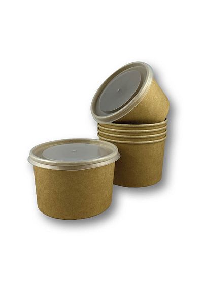 Home 16 oz Kraft Soup Bowl with Clear Lid 100 Pieces