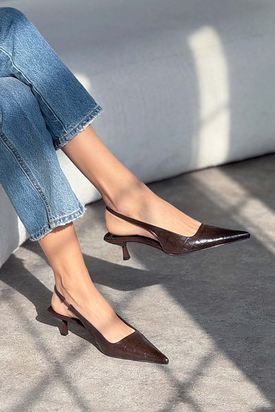 NİŞANTAŞI SHOES Rodney Braun gemusterte Gummi-Damenschuhe mit Absatz