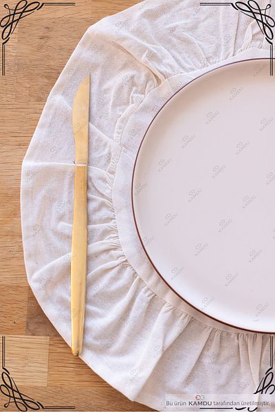 XAMANTHA 12 τεμάχια 40x40cm κυκλική πλάκα, Frilly American Service, 100% λινό