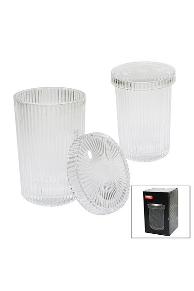 Go İthalat Blackshop Striped - Glass with Glass Cover - with Straw - Origami Sitilkahve - Presentation - Non Alcoholic