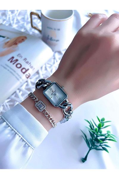 Daniel Klein Sports Chain Cord Cornered Series Women's Wrist Watch+Bracelet Bdk.001A2.4
