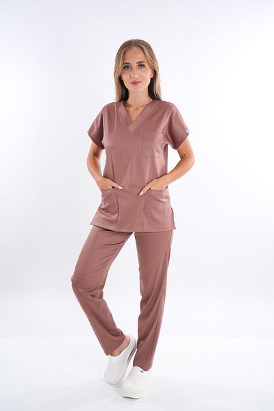 Nur Medikal Giyim Elit Lycra Milk Coffee Unisex Scrubs - Στολή Νοσοκόμας και Γιατρού