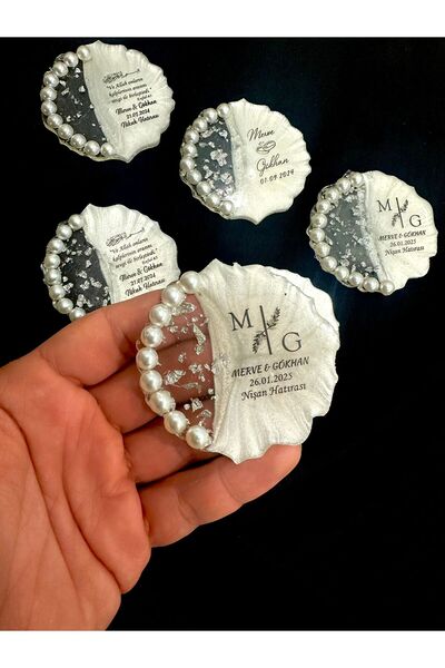 ouzhanya hediyelik Kişiye Özel İnci Boncuklu Epoksi Magnet Düğün Nişan Nikah ...