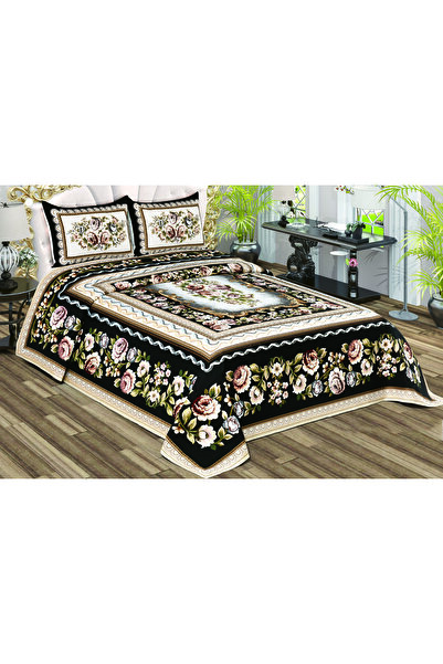 Yeshome Collection ST-094 GOBLEN YATAK ÖRTÜSÜ SİYAH 260X260+50X70