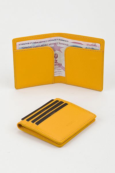 Fossil Boxed Genuine Leather Yellow Slim Hand Portfolio Card Holder Wallet