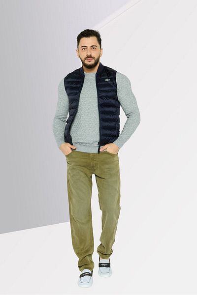Lacoste Men Embroidered Logo Sleeveless Puffer Vest Jacket, Navy Blue