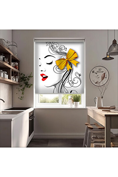 AD Home Κουρτίνα συρόμενης θήκης με στάμπα κίτρινης πόρπης - Κουρτίνα ηλιοπρο...