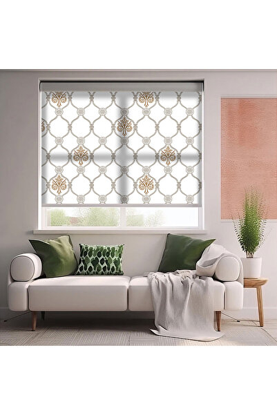 AD Home Damask Baskılı Stor Perde - Baskılı Güneşlik Perdesi - Salon Perdesi ...