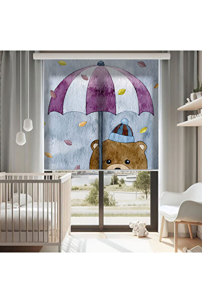 AD Home Κουρτίνα με σχέδιο ομπρέλας και αρκούδας - Κουρτίνα ηλιοπροστασίας - ...