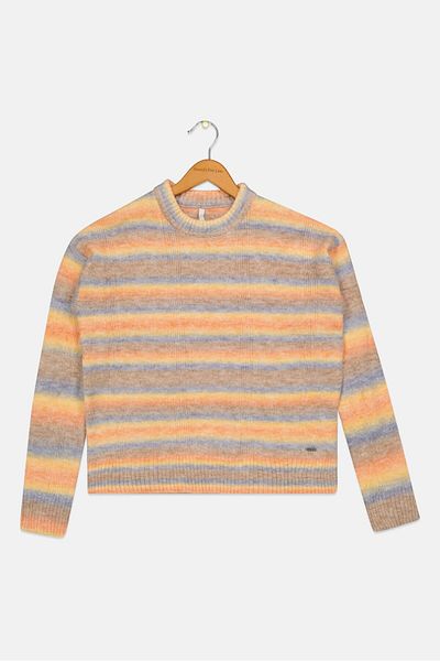 Pepe Jeans Kids Girl Crew Neck Textured Sweater, Orange