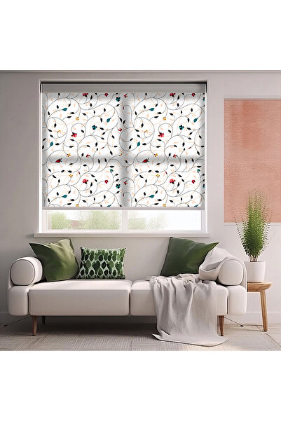 AD Home İnce Dallar Baskılı Stor Perde - Baskılı Güneşlik Perdesi - Mutfak Pe...