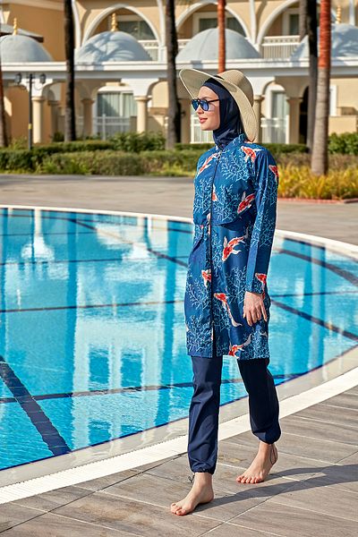 Remsa Mayo Front Covered Parachute Fully Covered Hijab Swimsuit R069B Koi Japan