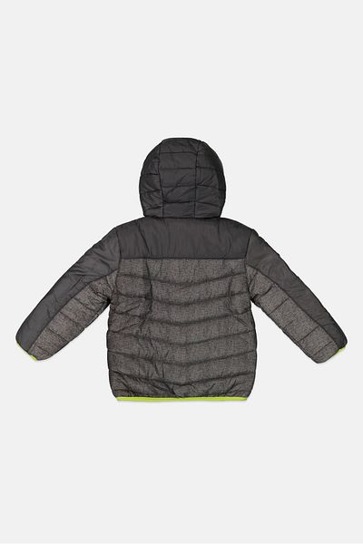 Weatherproof Kids Boy Brand Logo Reversible Puffer Jacket, Grey/lime
