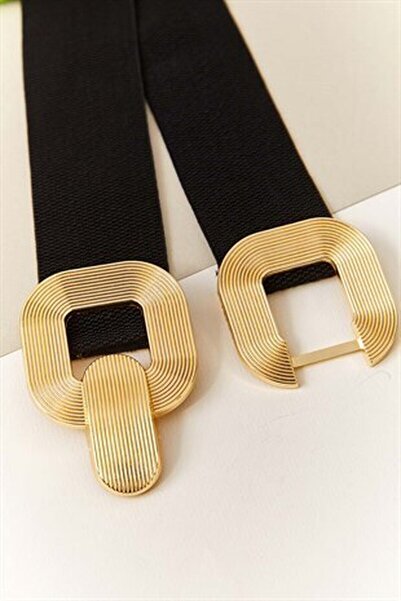 Paçuli Moda حزام مطاطي بإبزيم مخطط للنساء 20101