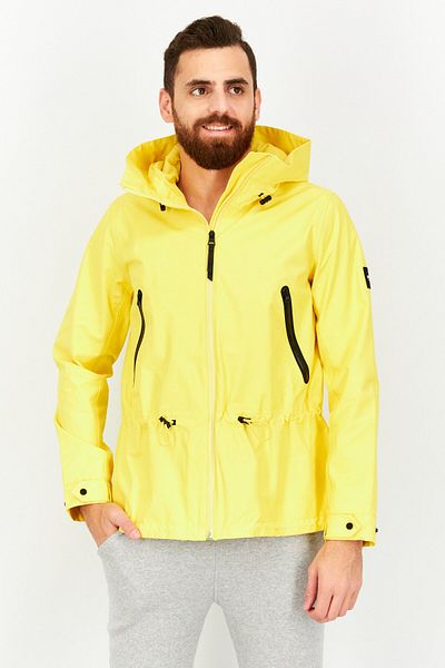 Aigle Men Plain Hooded Windbreaker Jacket, Yellow