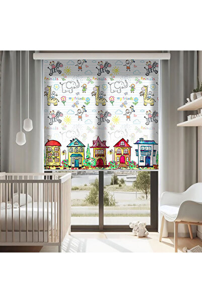 AD Home Sokaklar Vektörel Baskılı Stor Perde - Baskılı Güneşlik Perdesi - Beb...