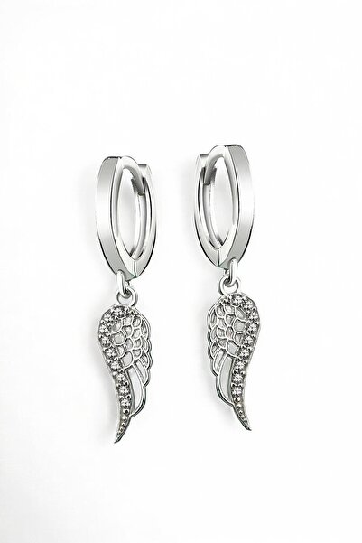jelux silver Gümüş 925 Ayar Zirkon Taşlı Melek Kanadı Model Sallantılı Küpe
