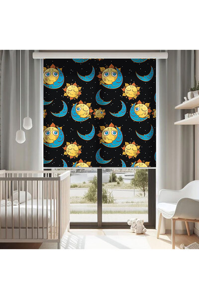 AD Home Κουρτίνα με στάμπα Ήλιου και Σελήνης - Κουρτίνα ηλιοπροστασίας με στά...