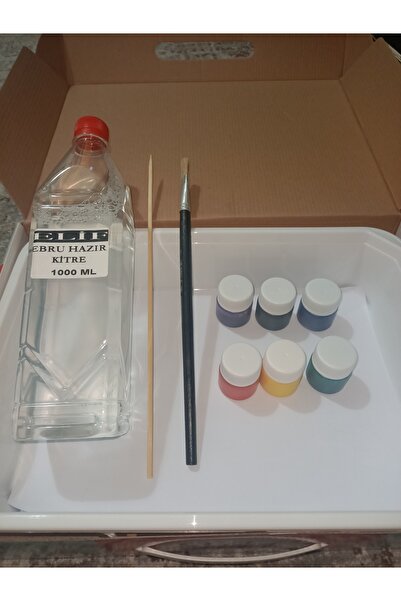 Elif Ebru Başlangıç Seti - Kitre Ebru Kağıdı Pratik Ebru Sanatı Seti - Ebru Boyama Seti