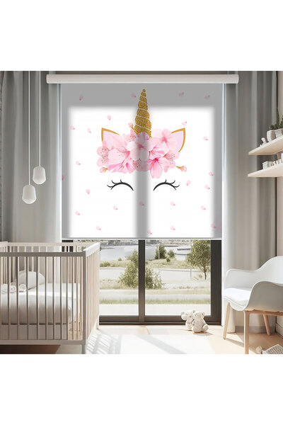 Bright Cover Sevimli Kedicik Baskılı Stor Perde - Güneşlik - Kız Çocuk, Bebek...