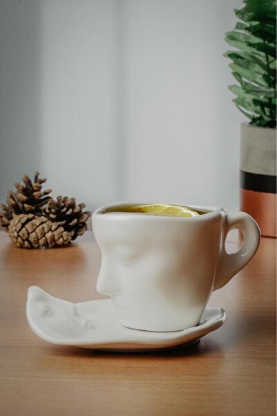 Heredot Mithra Life 2Pcs 260ml Face Shaped Ceramic White Mug Cup Set Mit1082