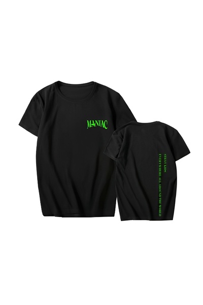 MAGORS STRAYKIDS TASARIMLARI BASKILI PAMUKLU KISA KOLLU BİSİKLET YAKA ÇOCUK T...