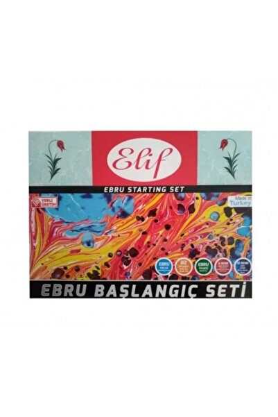 Elif Ebru Başlangıç Seti - Kitre Ebru Kağıdı Pratik Ebru Sanatı Seti - Ebru Boyama Seti