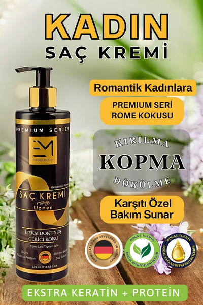 EM AMANOS BEAUTY بلسم نسائي - عطر روما - بروتين الكيراتين الإضافي يحتوي على زيوت طبيعية مضادة للكسر