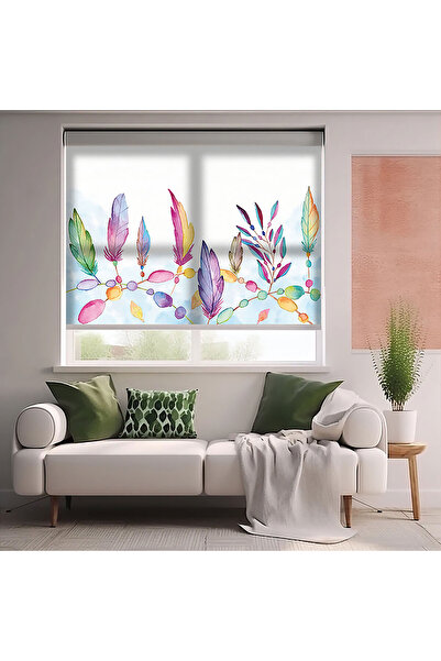 Bright Cover Renkli Yaprak Baskılı Stor Perde - Güneşlik - Çocuk Odası, Genç ...