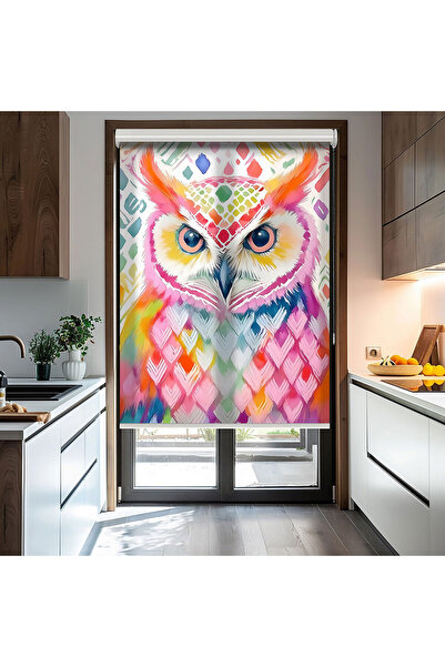AD Home Κουρτίνα με στάμπα ακουαρέλας με σχέδιο κουκουβάγιας, αντηλιακό σκίασ...