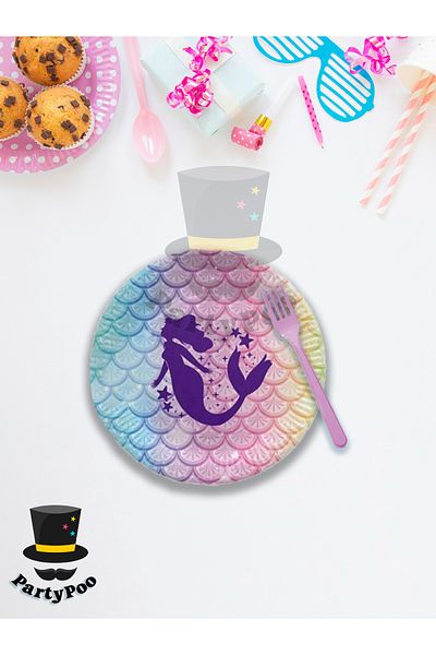 PartyPoo Mermaid Themed Birthday - Plate