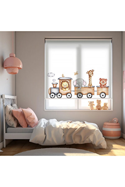 Bright Cover Kahverengi Tren ve Sevimli Hayvanlar Baskılı Stor Perde - Bebek ...
