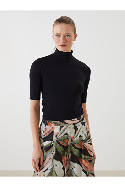 LC Waikiki Black Stand Collar Women's Bodysuit