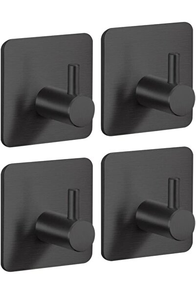 Zift Unique 4 bucăți din oțel inoxidabil negru pentru baie / umeraș pentru halat / suport pentru prosoape / suport pentru prosoape / croșete din inox