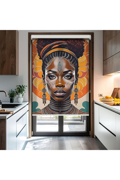 AD Home African Women Baskılı Stor Perde, Baskılı Güneşlik, Oturma Odası, Mut...