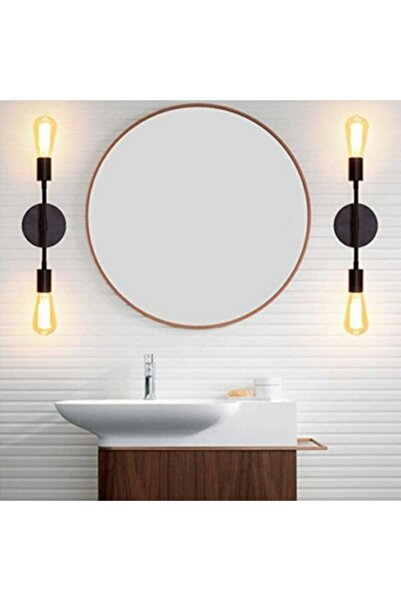 RİOLİGHT شمعدان حائط بمرآة معدنية حديثة باللون الأسود 2XE27 بسعر قطعة واحدة