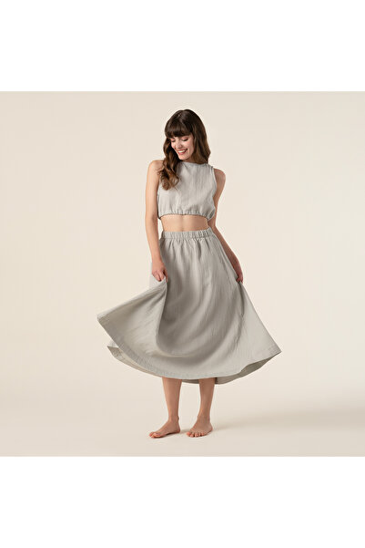 Zsa Zsa Zsu Tavas Sırt Detaylı %100 Pamuk Tshirt Large-xlarge Beden Açık Gri