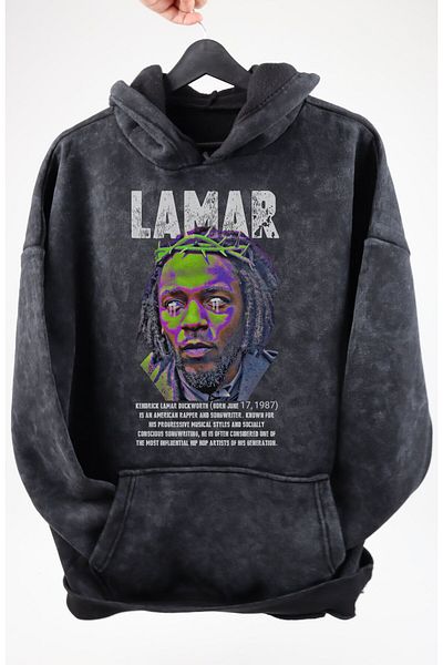 Fuddy Moda Kendrick Lamar Printed Unisex Vintage Hooded Sweatshirt