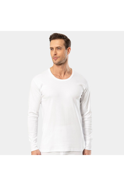 TÜREN Türen Men's Interlock Long Sleeve Undershirt 116/White
