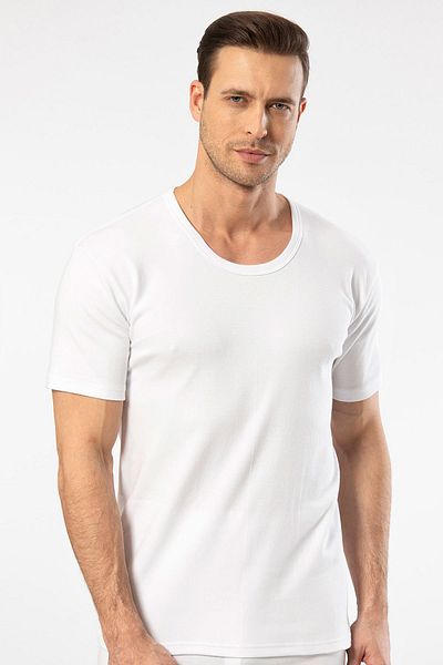 TÜREN Türen Men's Interlock O-Neck Undershirt 106/White