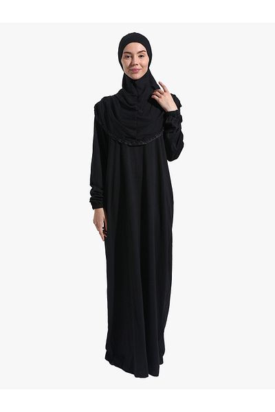 DAKKA KADİMA 100% Cotton Prayer Dress Black One Piece