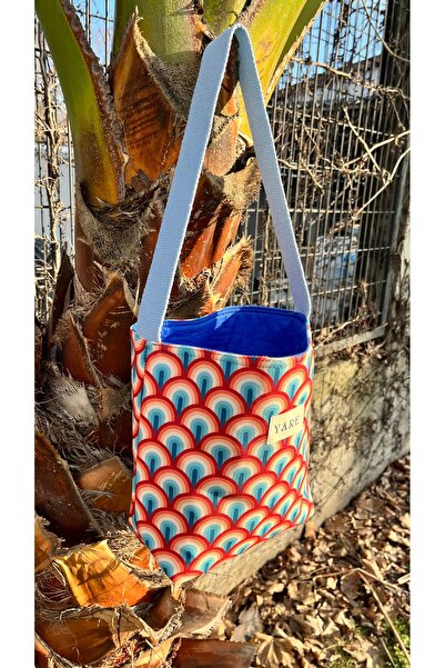 Yare Atelier Căptușeală interioară pentru femei, cu două fețe, Rainbow-Sax Blue, cu curea de utilizare în două direcții, geantă de umăr