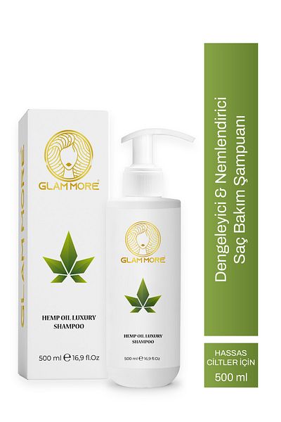Glam More 500 ml Hemp Oil Luxury Shampoo - Healthy Hair and Head Scalp