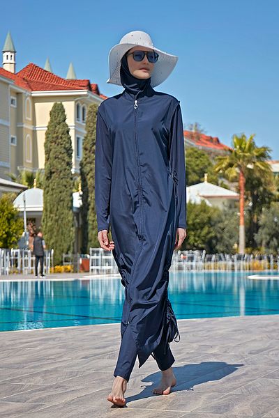 Remsa Mayo Remsa Design Fully Covered Hijab Swimsuit Full Length Long R027 Fatma Navy Blue